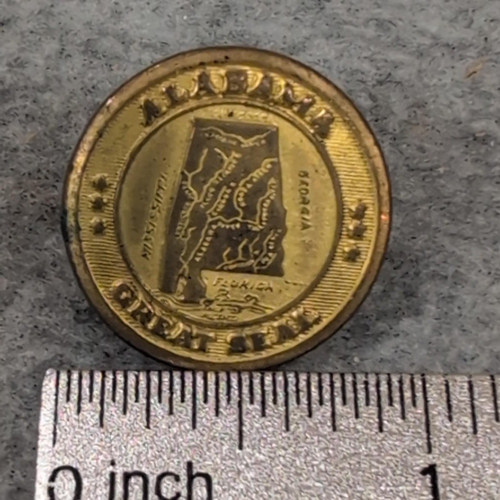 Alabama Great Seal Brass Uniform Button Superior Quality Vintage Gold Tone Metal - Picture 3 of 3